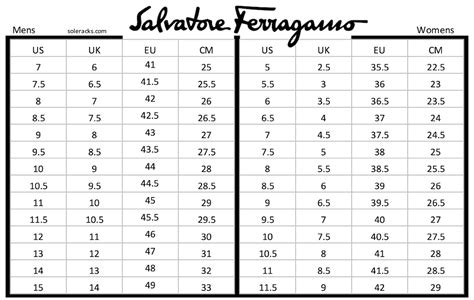 salvatore ferragamo shoes size guide.